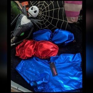 Vintage Retro Metallic Bandeau Top Booty Shorts Costume Cosplay Harley Quinn